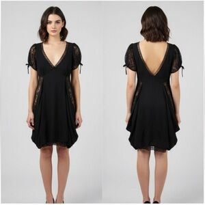 All Saints Black Lace Sleeve Dress size 8